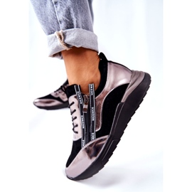 POTOCKI Sneakers sportive in pelle metallizzata nere e argento nero 1