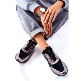 POTOCKI Sneakers sportive in pelle metallizzata nere e argento nero 3