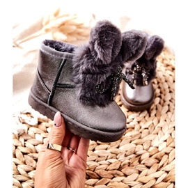 Stivali Da Neve Per Bambini Con Pelliccia Con Orecchie Coniglietto Grigio marrone d'argento 1