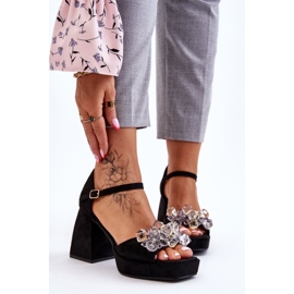 PS1 Sandali alla moda con cristalli su tacchi massicci Garrett nero 1