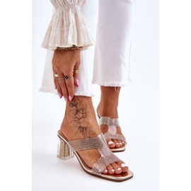 S.Barski Sandali con tacco Jaxen oro con strass d'oro 1