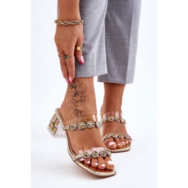 S.Barski Pantofole Donna Con Zirconi Decorativi Dorati Leyla d'oro 1