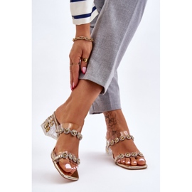 S.Barski Pantofole Donna Con Zirconi Decorativi Dorati Leyla d'oro 2