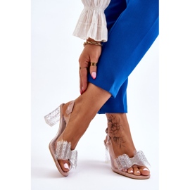 S.Barski Sandali trasparenti alla moda con fiocco Ariella color carne rosa 2