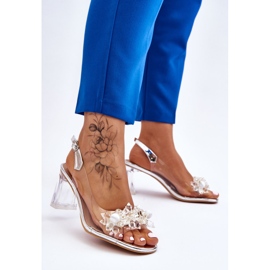 S.Barski Sandali trasparenti alla moda con ornamenti in argento Carmelo d'argento 1