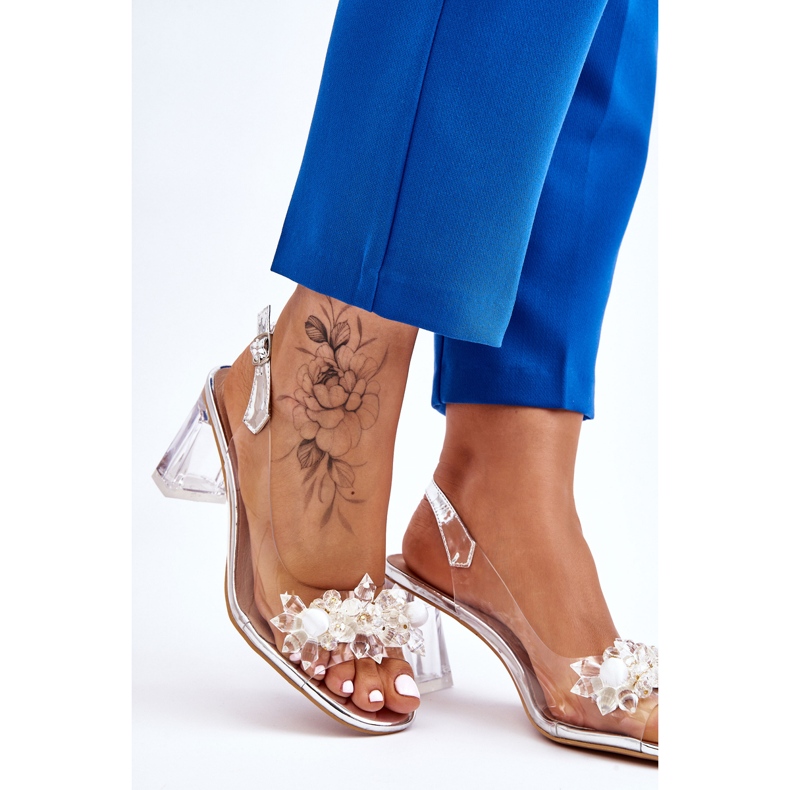 S.Barski Sandali trasparenti alla moda con ornamenti in argento Carmelo d'argento 2