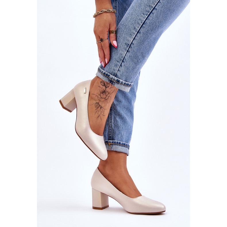 Décolleté Sul Tacco Sergio Leone PB178 Beige Perla 2