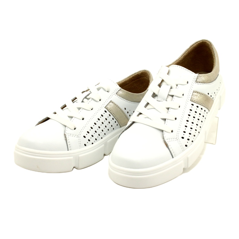 Sneakers in pelle traforata Filippo DP4531/23 WH GO bianco bianca 3