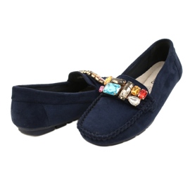 Evento Comodi mocassini in camoscio blu navy con pietre 4