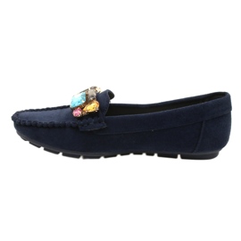Evento Comodi mocassini in camoscio blu navy con pietre 2