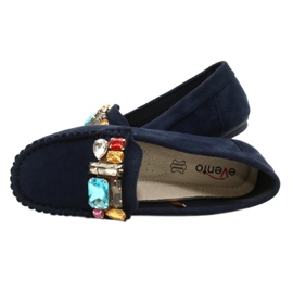 Evento Comodi mocassini in camoscio blu navy con pietre 5