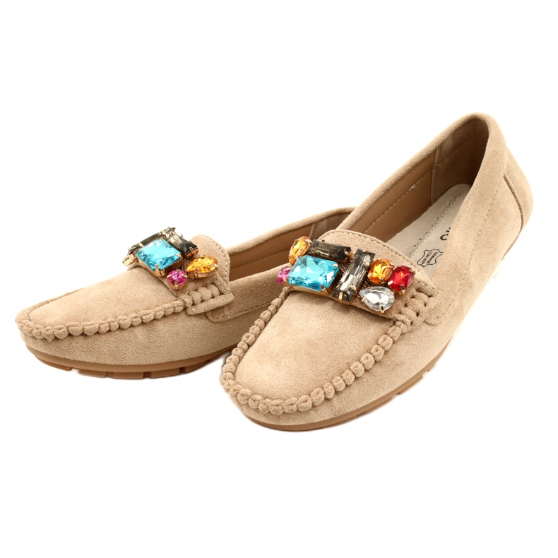 Evento Mocassini eco-part da donna con pietre beige 2