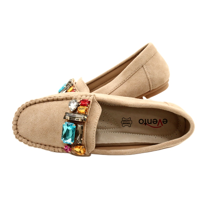 Evento Mocassini eco-part da donna con pietre beige 4