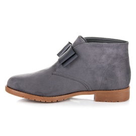 Ideal Shoes Stivali piatti con fiocco grigio 1