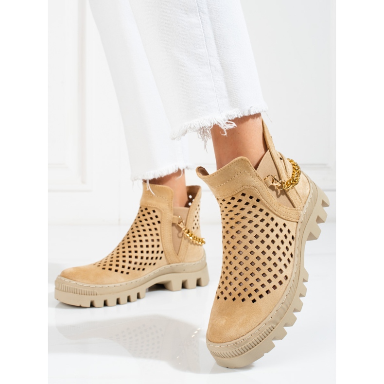 Stivali traforati da donna Potocki Beige 1