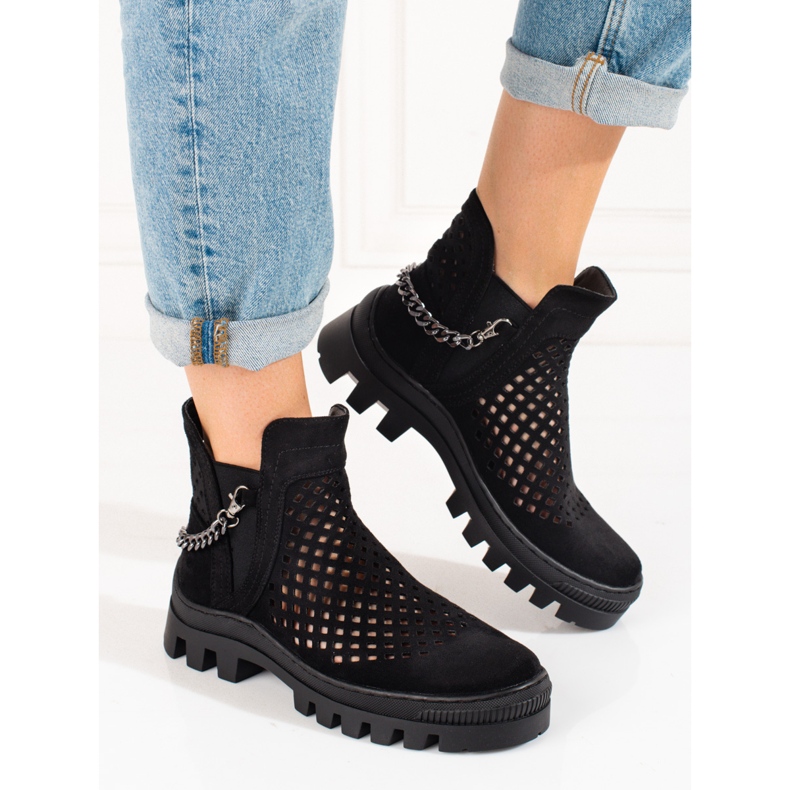 Stivali traforati da donna Potocki Black nero 1
