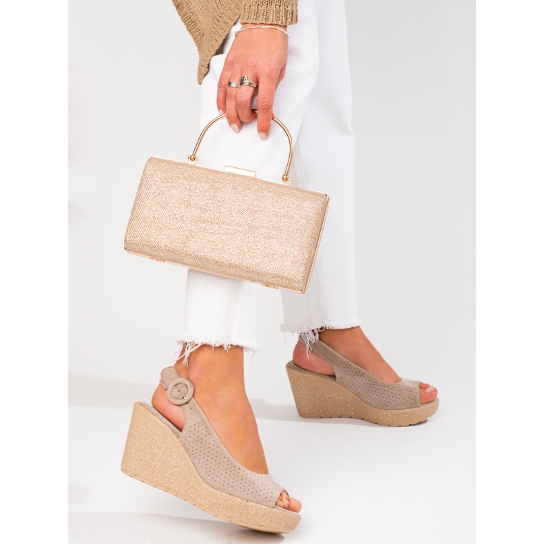 Sandalo con zeppa Shelovet beige da donna 1