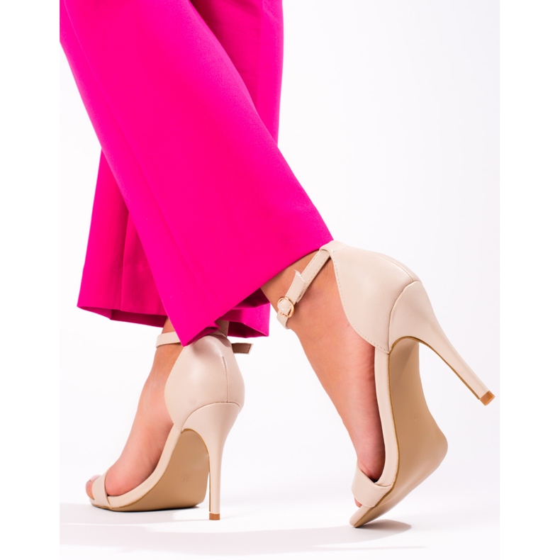 Sandali con tacco alto beige da donna di Shelovet 2