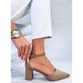 Seastar Décolleté Rossi Khaki con tacco alto e cintura beige 1
