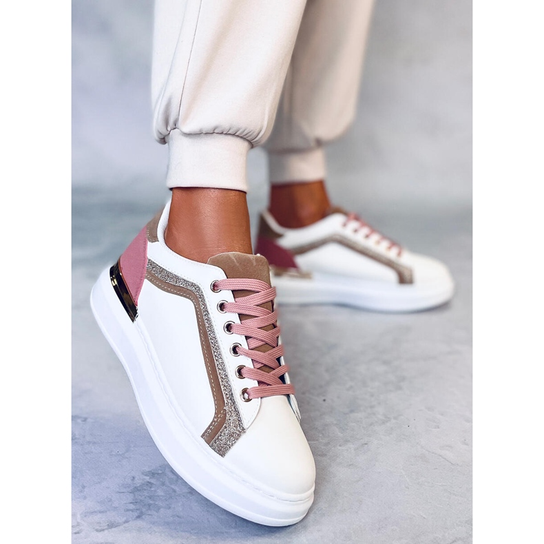 BM Brengle Sneakers bianche da donna bianca rosa multicolore 2