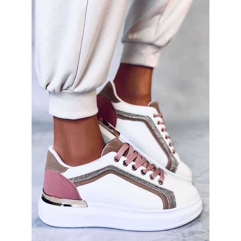 BM Brengle Sneakers bianche da donna bianco rosa multicolore 1