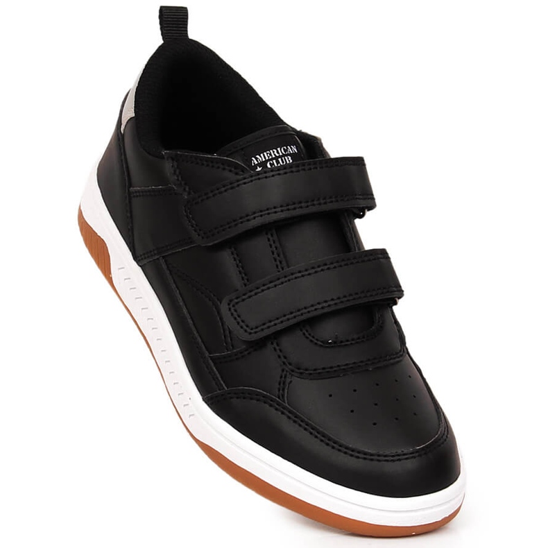 Scarpe sportive da bambino nere American Club 112/23 realizzate in pelle ecologica nero 1