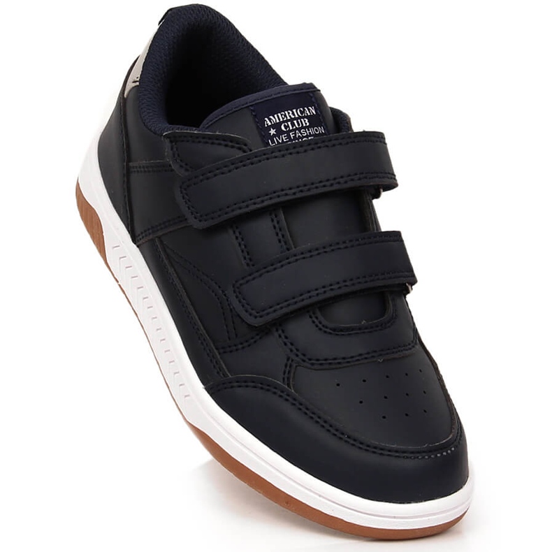 Scarpe sportive per bambini in pelle ecologica blu navy American Club 112/23 1