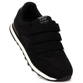 Scarpe sportive da bambino nere American Club 154/23 con velcro nero 1