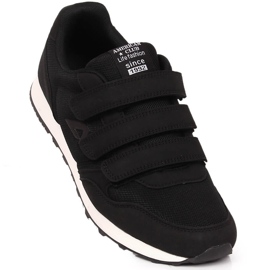 Scarpe sportive nere con velcro American Club 147/23 nero 1