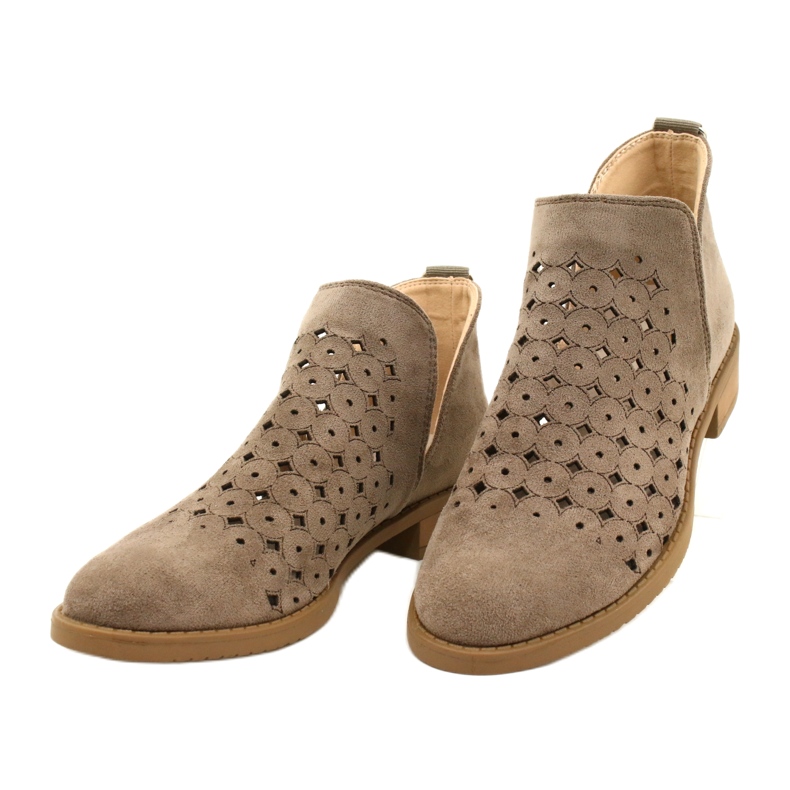 DASZYŃSKI Stivaletti In Pelle Scamosciata Traforati Con Taglio Carine beige marrone 3
