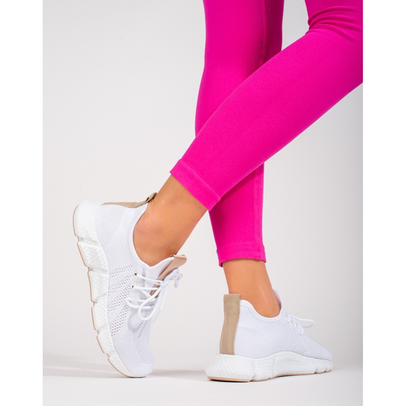 Sneakers Shelovet bianche con inserto beige bianco 2