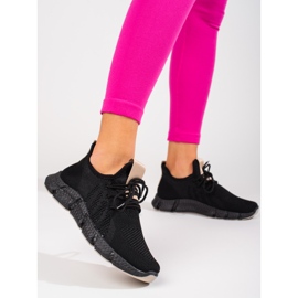 Scarpe sportive Shelovet nere con inserto beige nero 2