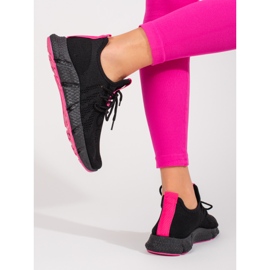 Shelovet scarpa sportiva nera con inserto rosa nero 2