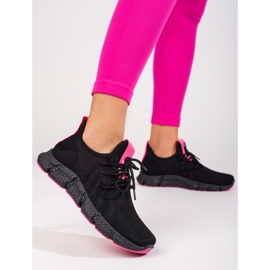 Shelovet scarpa sportiva nera con inserto rosa nero 1