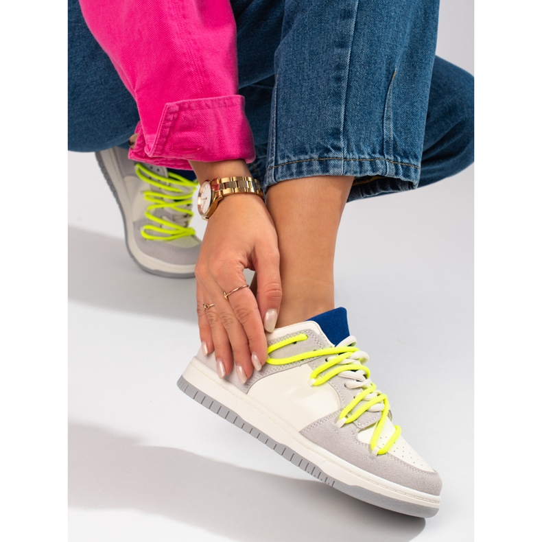 Sneakers Shelovet con lacci gialli bianco 2
