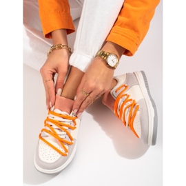 Sneakers Shelovet con lacci arancioni bianco 1