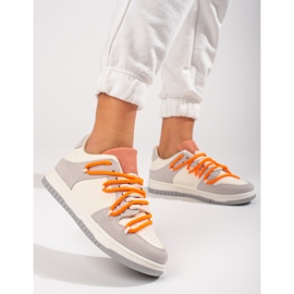 Sneakers Shelovet con lacci arancioni bianco 2