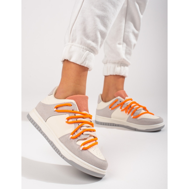 Sneakers Shelovet con lacci arancioni bianco 2