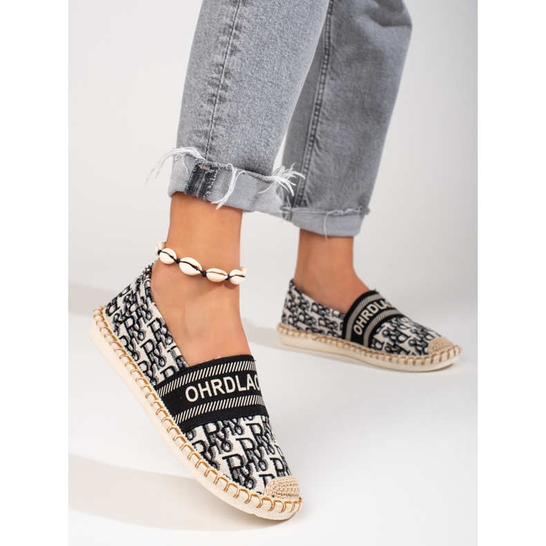 Espadrillas nere Shelovet da donna con motivo nero 1