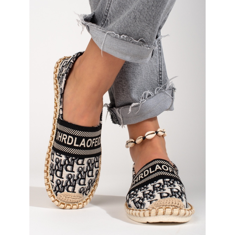 Espadrillas nere Shelovet da donna con motivo nero 2