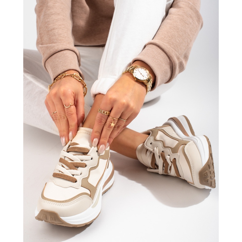 Sneaker donna Shelovet beige con lacci 1