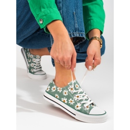Sneakers da donna Shelovet verde con fiori 1