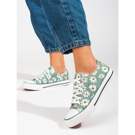 Sneakers da donna Shelovet verde con fiori 2