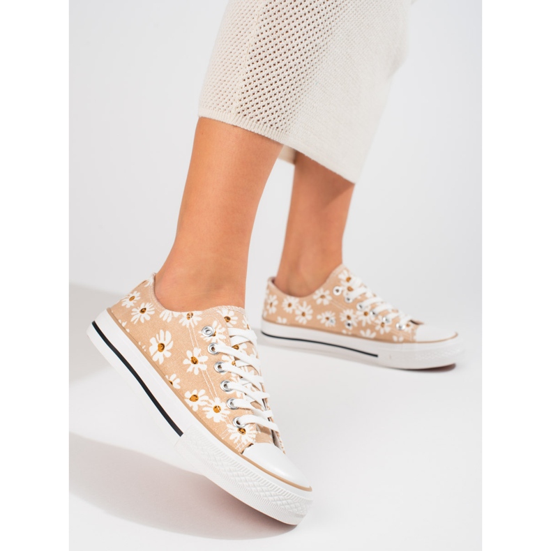 Sneakers donna Shelovet beige floreale 1