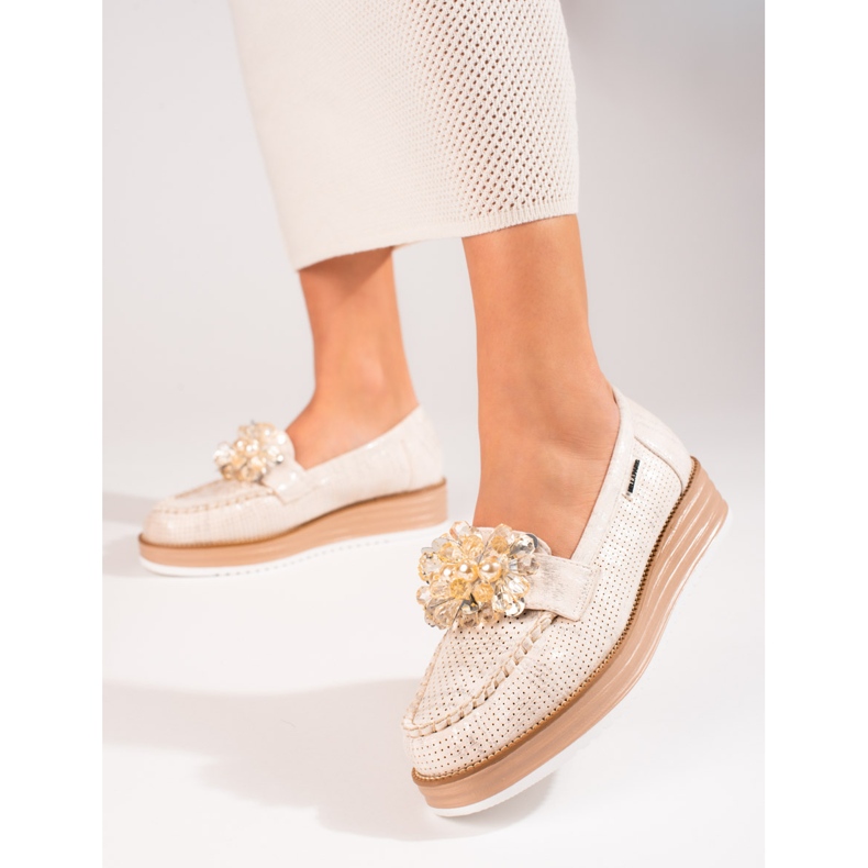 Scarpe da donna Shelovet beige con cristalli 1