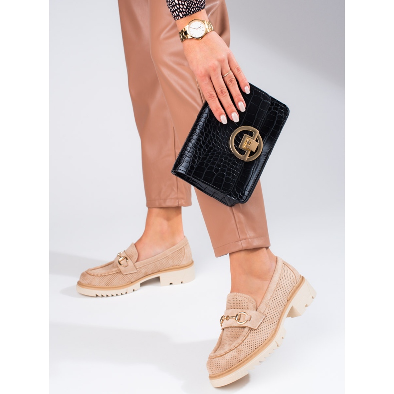 Seastar Mocassini da donna traforati sulla piattaforma beige Shelovet 1