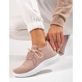 Scarpe sportive Shelovet in tessuto cipria rosa 1