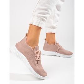 Scarpe sportive Shelovet in tessuto cipria rosa 2