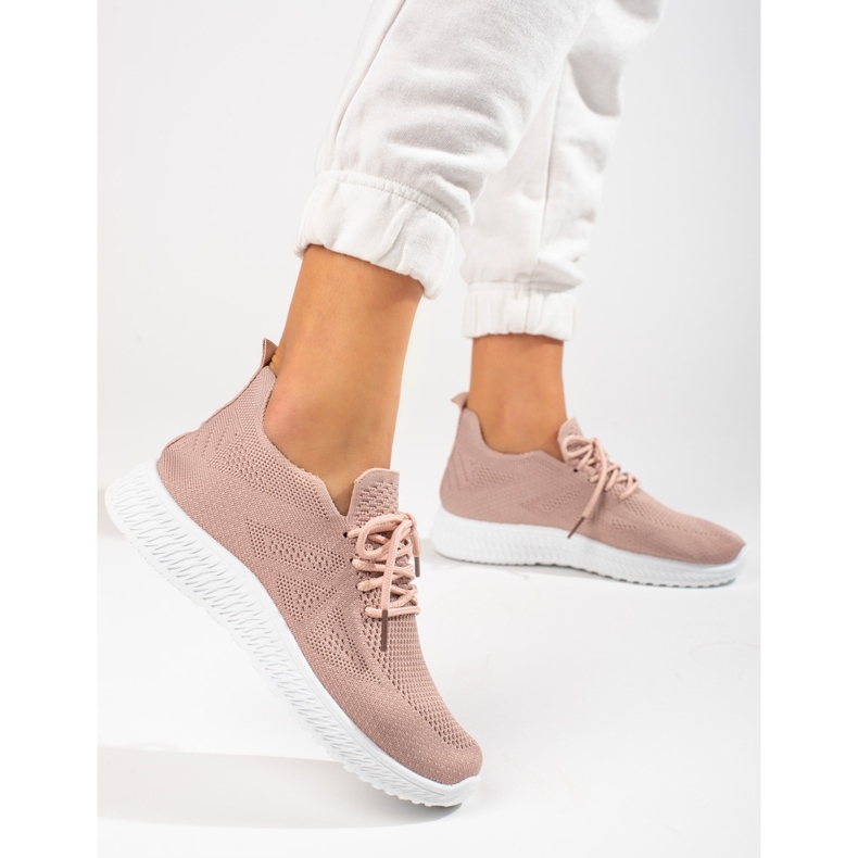 Scarpe sportive Shelovet in tessuto cipria rosa 2