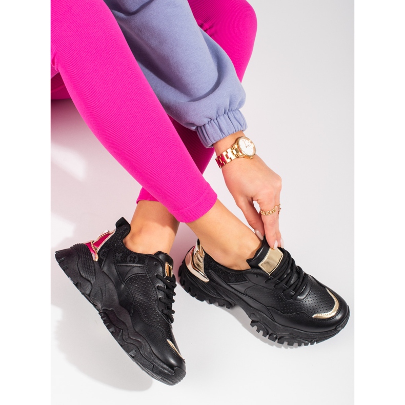 Sneakers Shelovet nere da donna con suola spessa nero 1